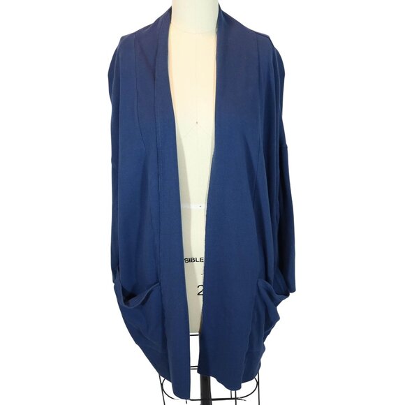 Pact Sweaters - Pact Blue Airplane Cardigan Size M/L Open Front Organic Cotton Cozy Travel